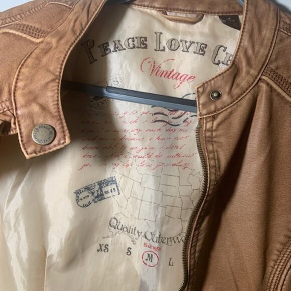 NWT Big Chill Women's Faux Leather Moto Edgy Chic Camel Jacket - Size M - Picture 4 of 9
